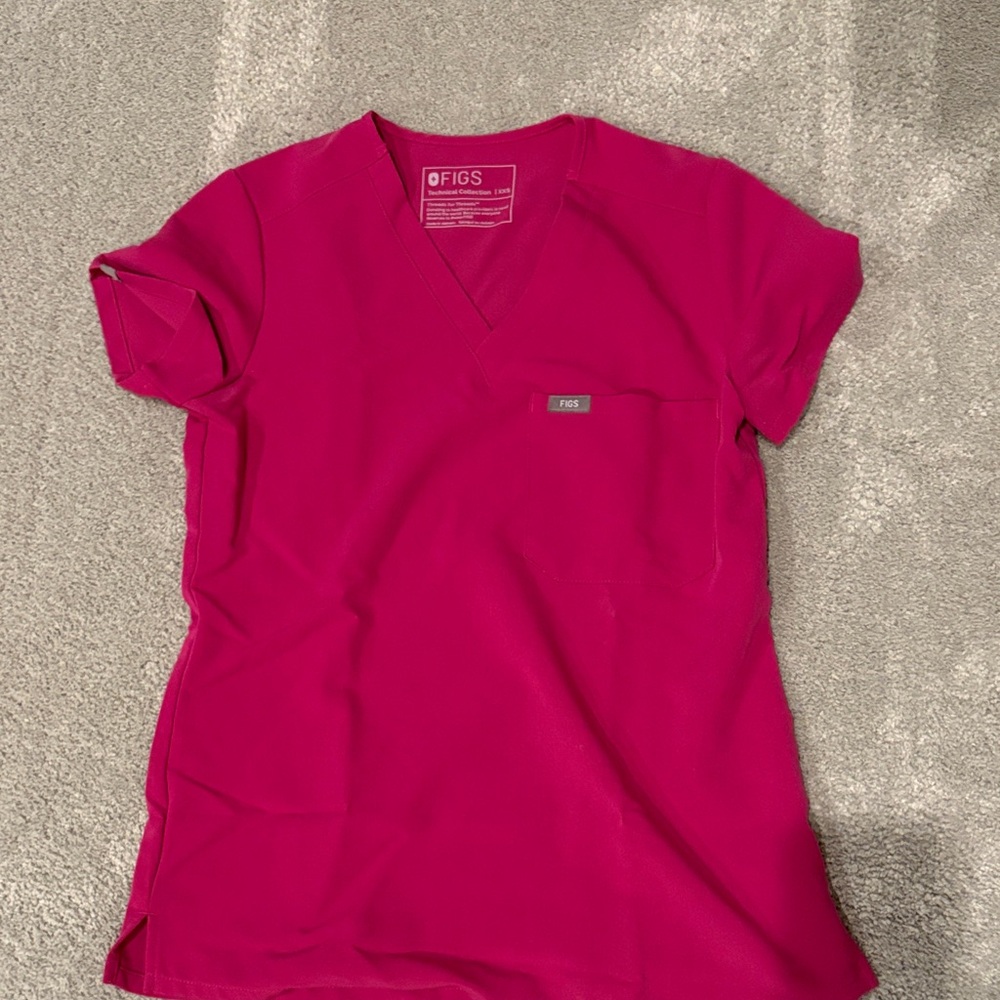 Figs Vivid Pink Scrub Top